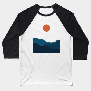 Canvass Sunset or Sunrise and Sea Baseball T-Shirt